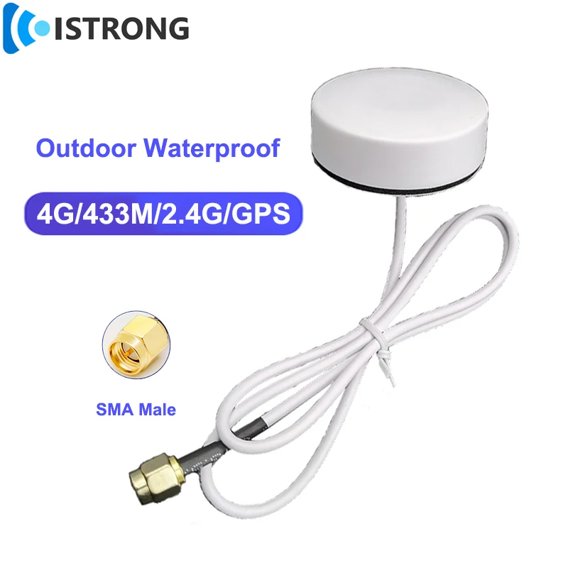 4G/433M/2.4G/GPS High Gain White Antenna Amplifier Outdoor Waterproof DTU Cabinet Antenna Long Range Signal Booster SMA Male