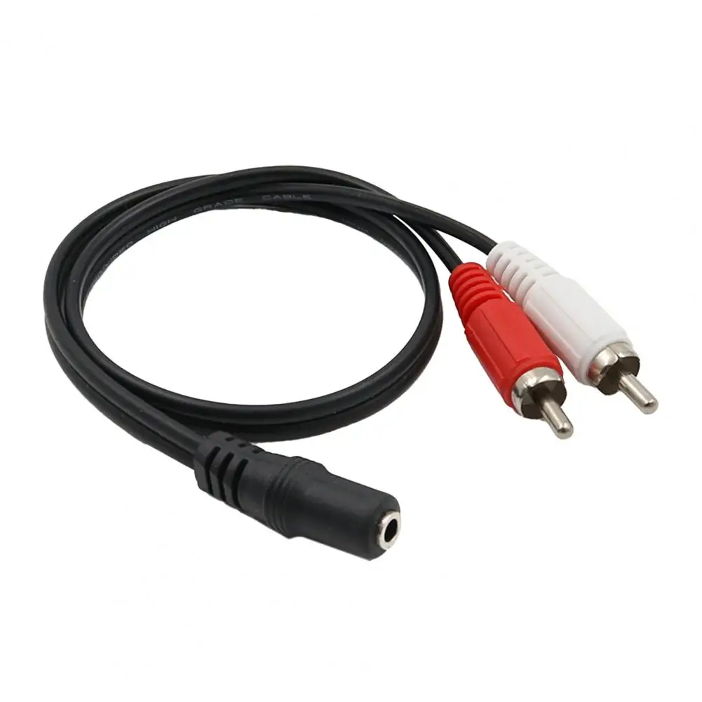 Audio Cable 3.5mm Female to 2 RCA Male Stereo Audio AUX Cable Stable Transmission Anti-interference Plug Play for DVD Amplifiers