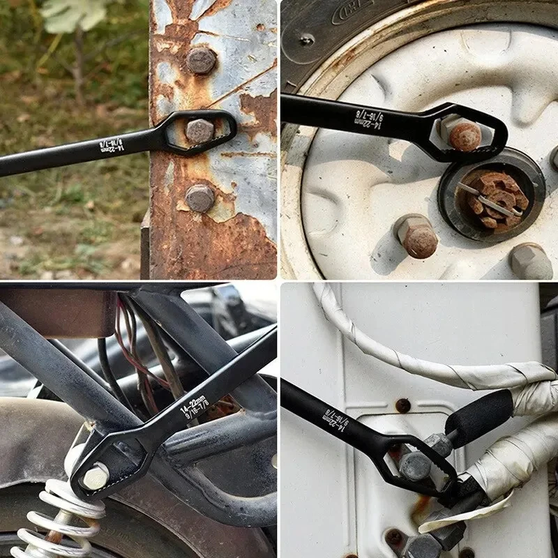 Black Multifunctional Double-Ended Box Wrench 8-22 Hex Solid Screw Nut Tool with Various Diameters for Home Repair image 3