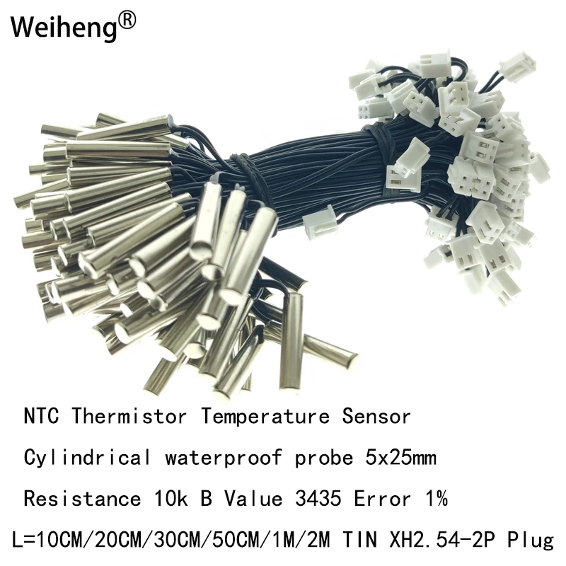 100Pcs Ntc Termistor Sensor De Temperatura10k b3435Ar Condicionado O Tanque Peixes A Geladeira Termômetro Sonda Cilíndrica5x25