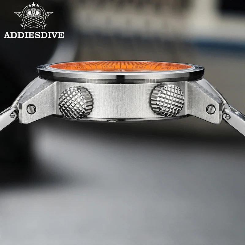 ADDIESDIVE Men's Diving Watch 8215 Automatic Orange Dial Sapphire Crystal 200M Waterproof BGW9 Luminous Steel Wristwatch AD2093