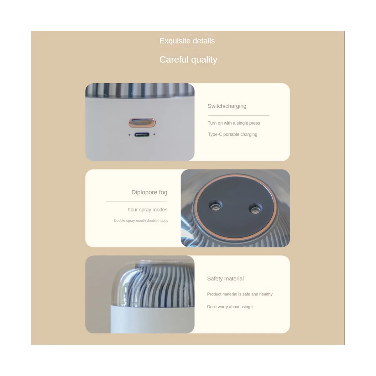 المرطب 1000 مللي قابلة للشحن رذاذ مزدوج مرطبات مع ضوء الليل 4-طرق الهواء المرطب مكتب