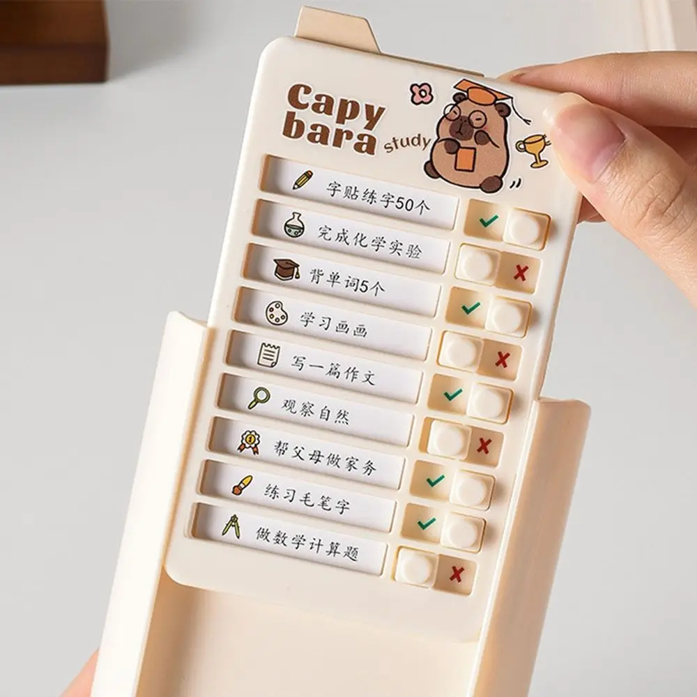 Self-discipline Punch 360° Rotating Pen Holder Schedule Memo Plastic Makeup Brush Holder Large-capacity Chores Checklist