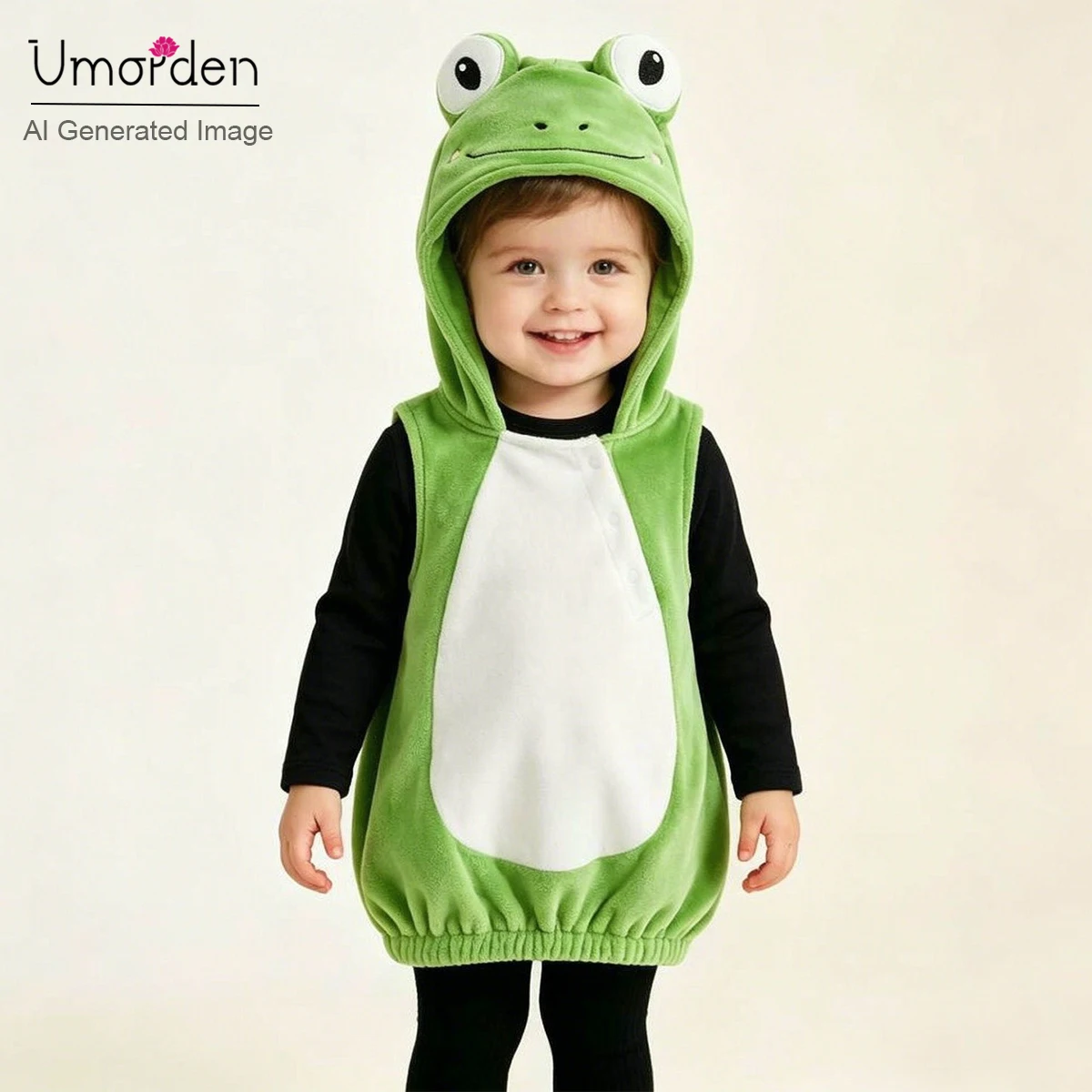 Umorden 1-3Y Toddler Baby Green Frog Animal Costume Sleeveless Button Hooded Vest Halloween Carnival Cosplay Fancy Dress Outfit