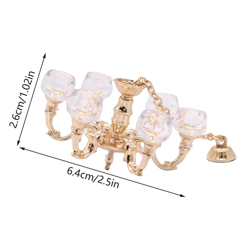 1PC 1:6 1:12 Dollhouse Miniature Lamp Chandelier Light Working Ceiling Lamp Furniture Model Decor Toy Doll House Accessories