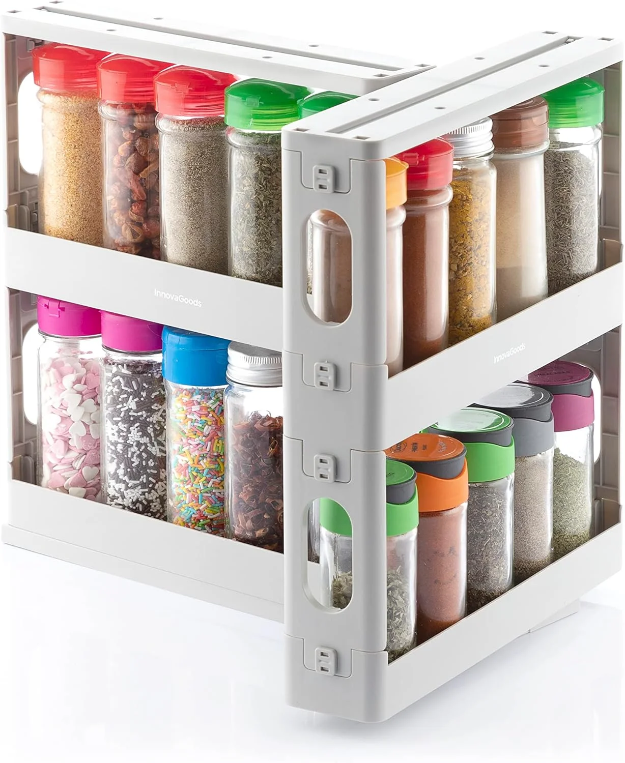 Spice organizer sliding and rotating, keeps your spices tidy and accessible, compact design, ideal for COCC