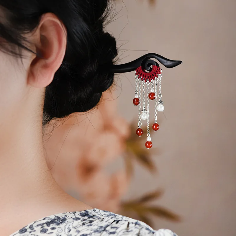 Metal Flow Su Step Shake Tibetan style Miao Silver Hairpin