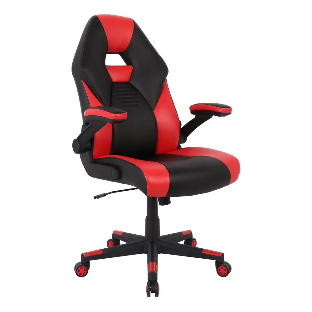 RS Gaming RGX Faux Leather HighBack Gaming Office Chair, Black Red, BIFMA Compliant