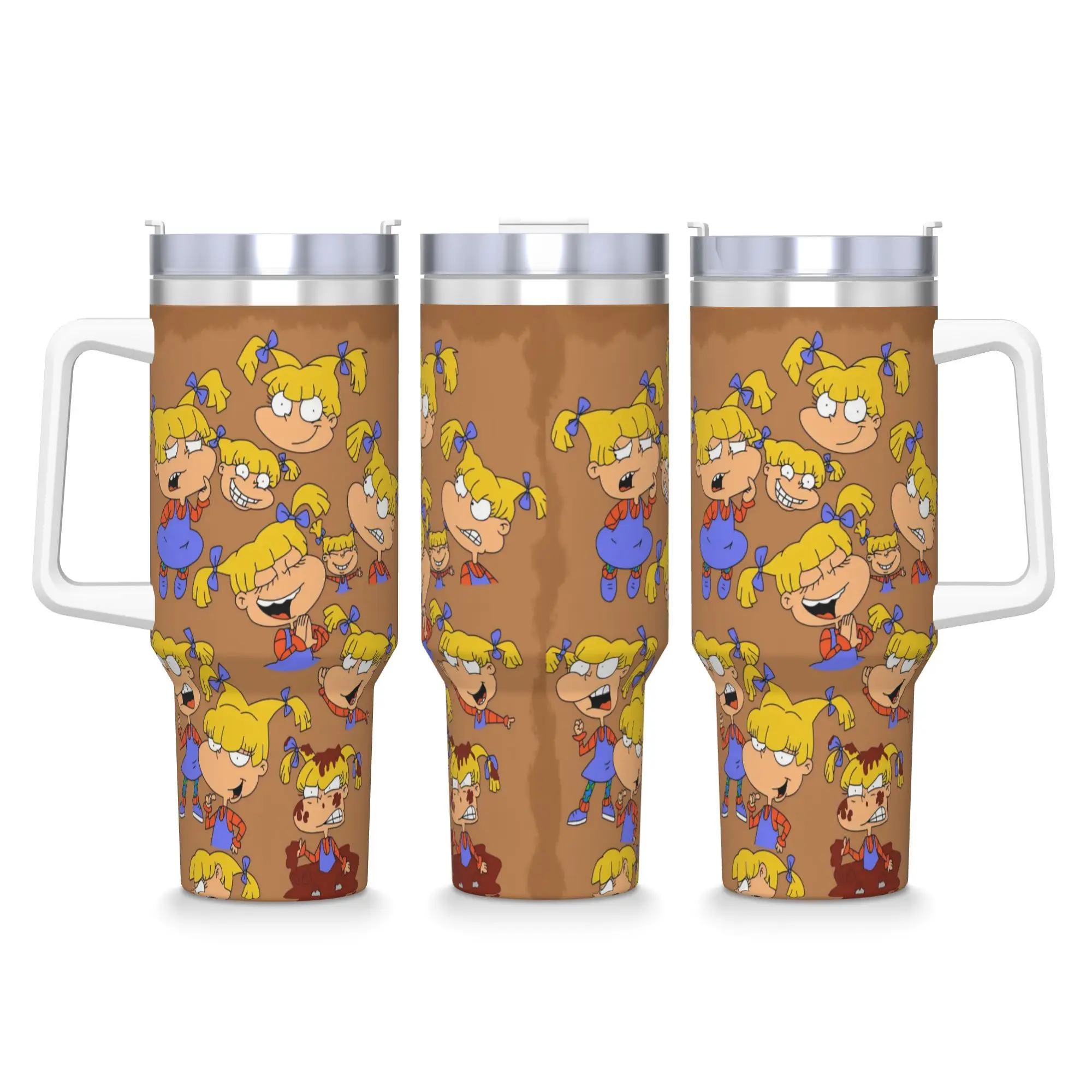 R-Rugrats Tommy & Friends Pattern Tumbler  Hot Drinks Water Bottle Portable Stainless Steel Thermal Mug Graphic Driving Car Mugs