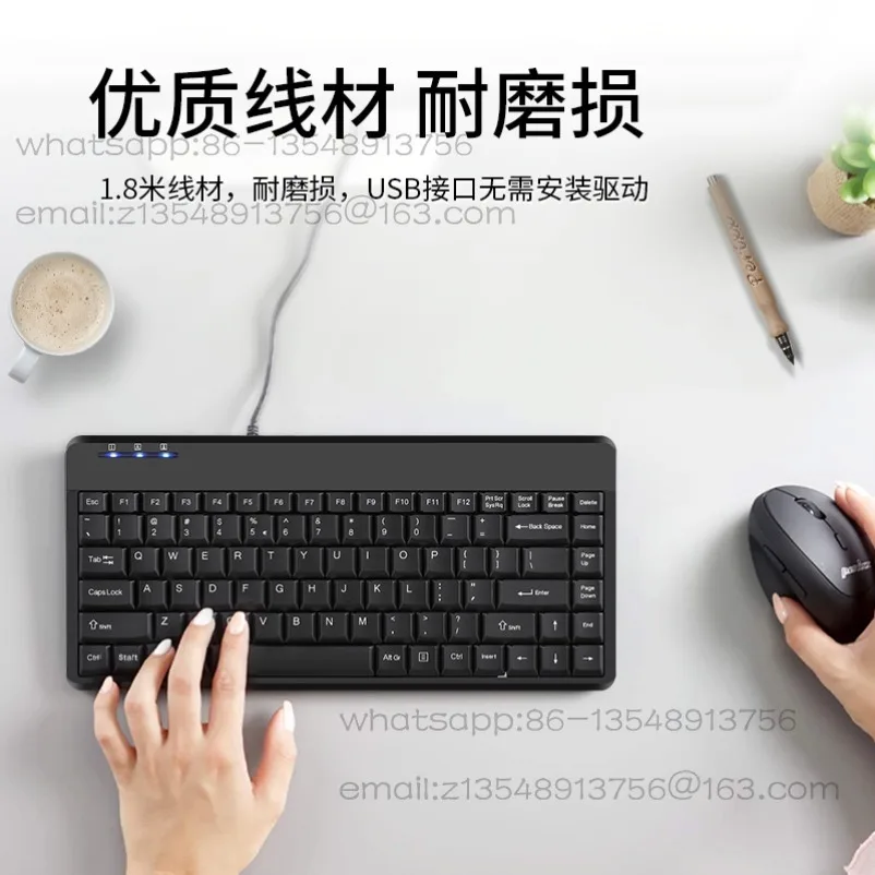 PB-409U/PS2 Mini Mirror Business Industrial Office Keyboard Wired Mute Waterproof