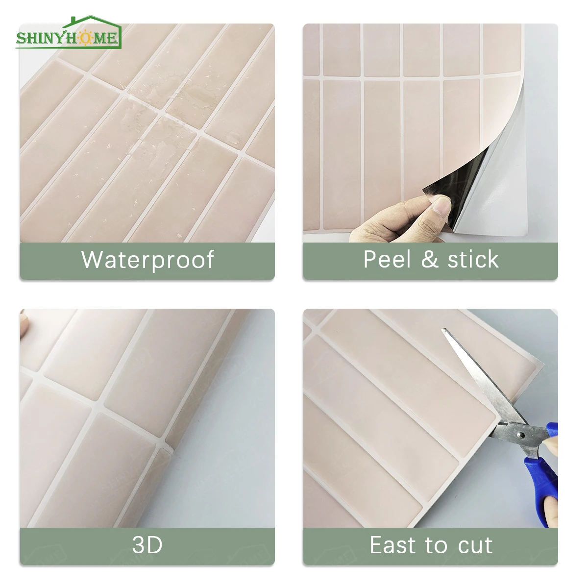 10/30pcs 3D Pink Matte Self-Adhesive Tile Kitchen Backsplash Peel and Stick Wall Tiles 9\