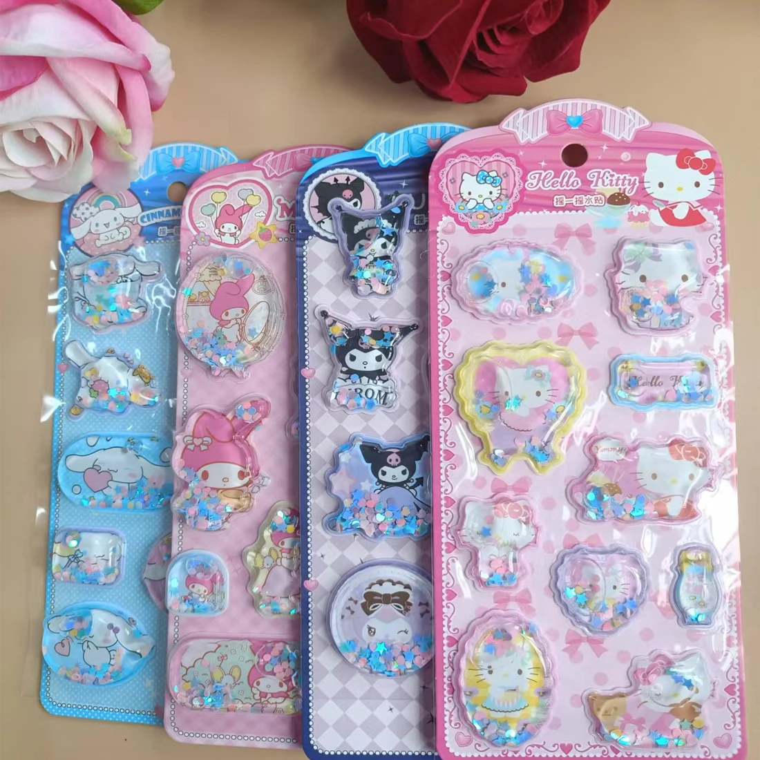 

New Anime Kawaii Sanrio 3D Shake Stickers - Waterproof Decals for Notebook Album Diary DIY School Student Stationery Kids Toy