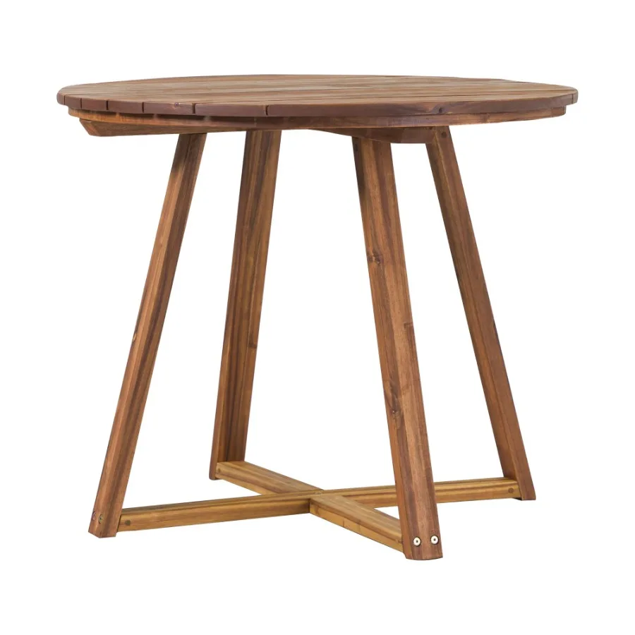 

Contemporary Solid Wood SlatTop Round Patio Dining Table Black Wash