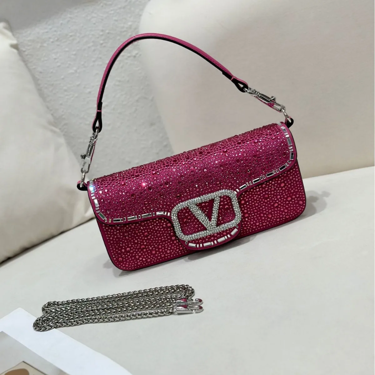 

2025 Crystal-Embellished Evening Bag for Women Adjustable Chain Strap Underarm Purse with Top Handle Gala Shoulder Bag