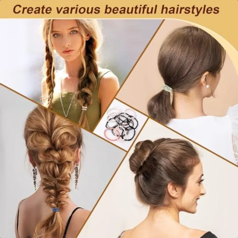 48 pçs boho laços de cabelo elásticos pulseiras de laço de cabelo para mulheres laços de cabelo bonitos sem danos suportes de rabo de cavalo para meninas com grosso e t