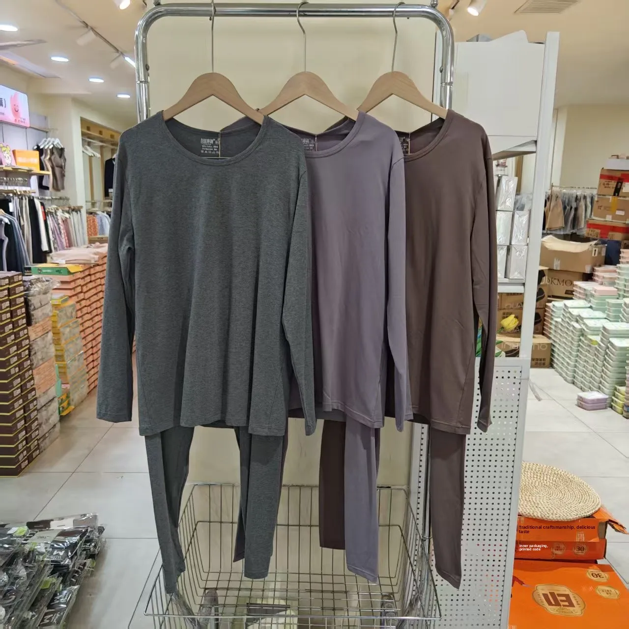 warmth-comfortable-men's-long-sleeve-thermal-underwear-set-pure-color-base-layer-clothes-autumn-winter-new-style-youth-cotton