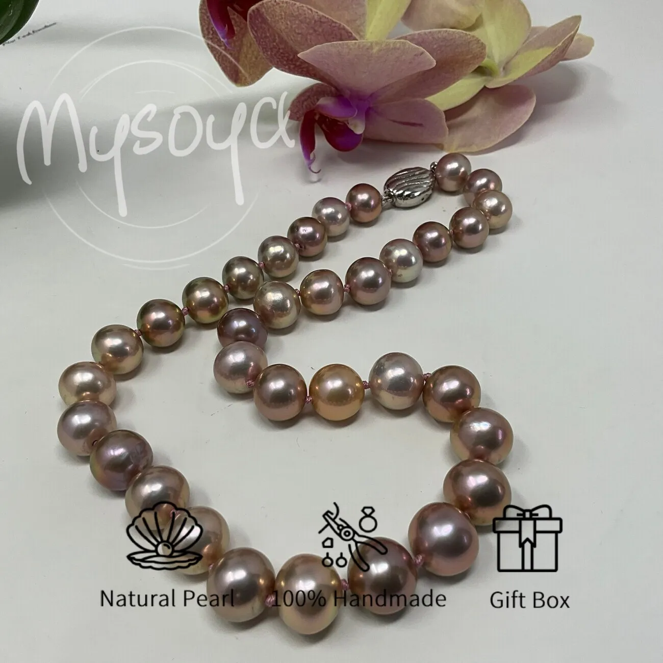 

MYSOYA 12-15 мм розовое фиолетовое жемчужное ожерелье Эдисона несколько размеров подарочная коробка идеальный подарок на свадьбу, день рождения, Рождество, Новый год