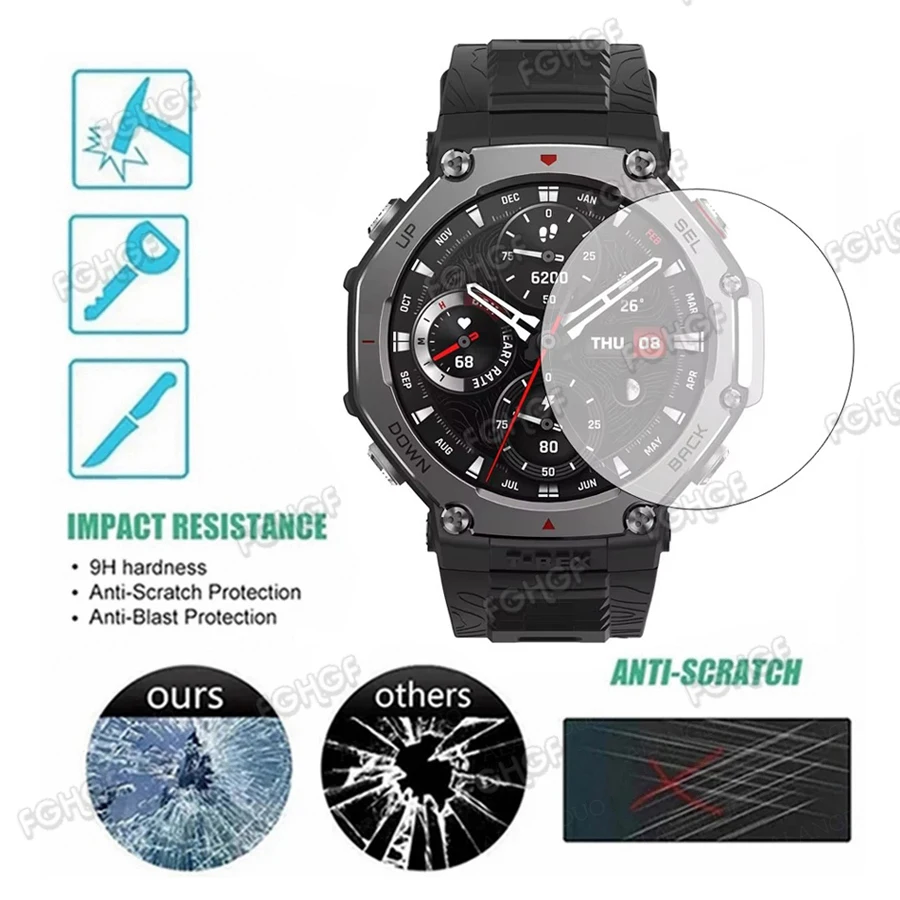 For Amazfit T Rex 3 Screen Protector 9H Tempered Glass Protective Film For Huami Amazfit T-Rex 3 Smart Watch Cover Accessories