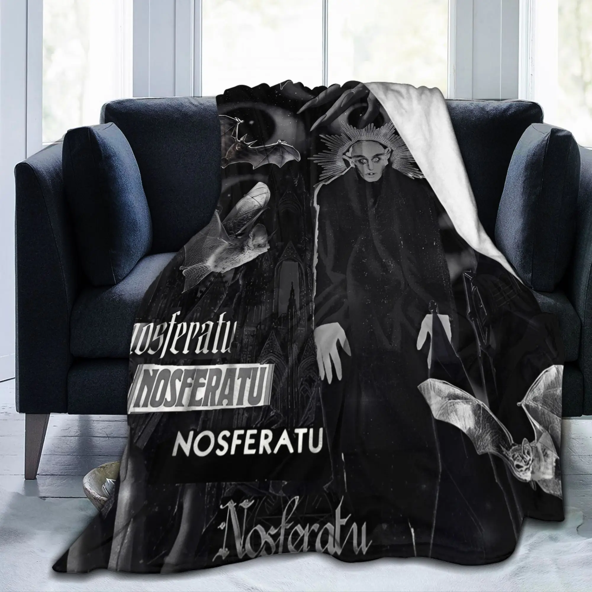 Nosferatu Vampire Dracula Plush Blanket Horror Movie Halloween Funny Throw Blanket for Home 200x150cm Soft