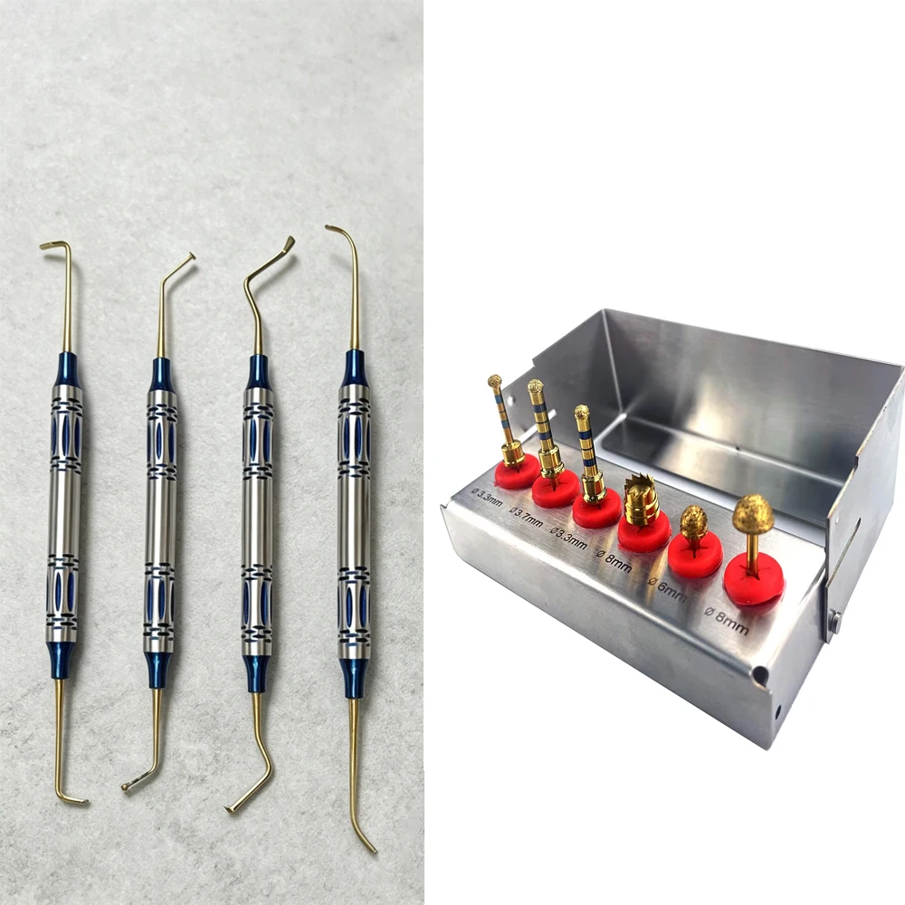 Dental Sinus Augmentation Surgical Instrument Kit with Diamond Coated Drills, Membrane Protector and Bone Graft Delivery Tools