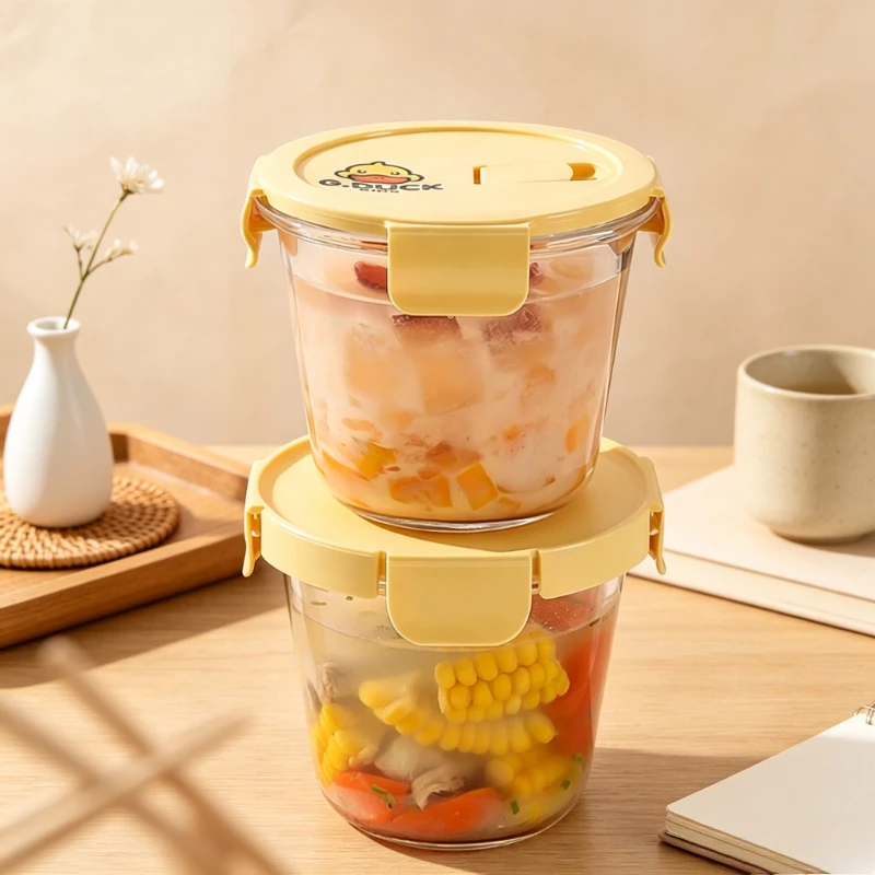 Microwave-Safe Glass Food Storage Set, Soup Bowl & Lunch Box for Oatmeal & Fruit, Leakproof Durable Bento Containers with Lids