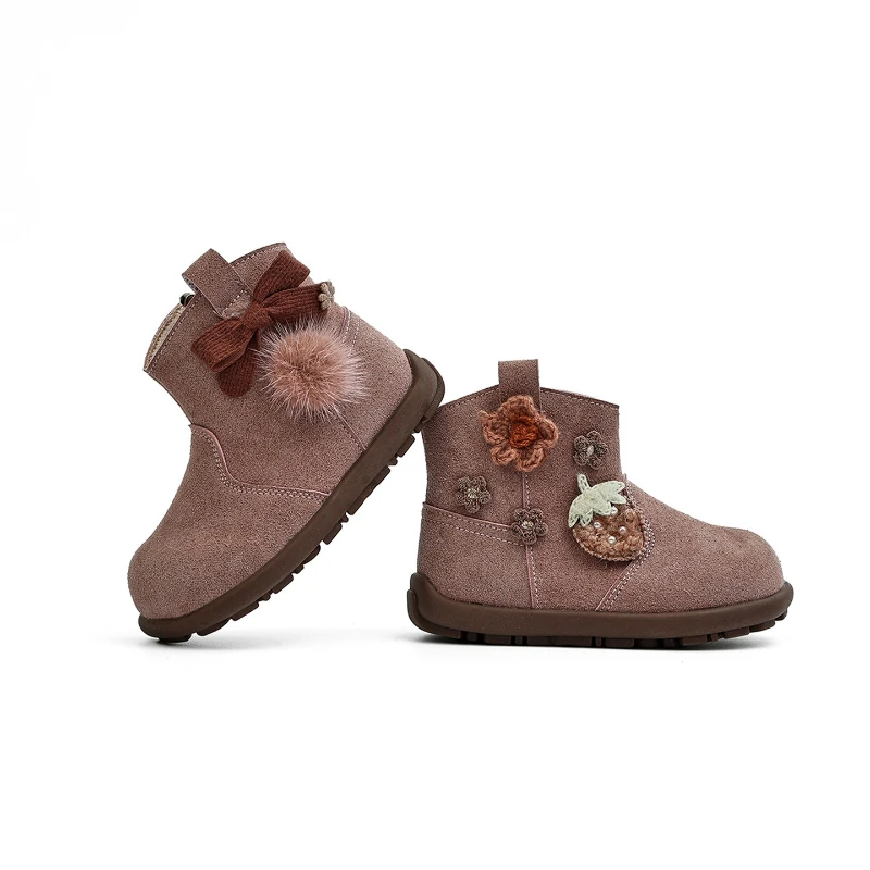 

Autumn Children Boy Girls Cartoon Decoration Low-top Non-slip Leather Boots Kid Toddler Versatile Casual Thick-soled Short Boots