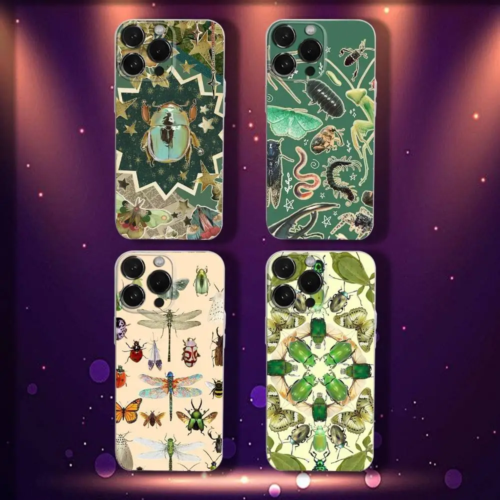 

Art Insect Phone Case For iPhone 16,15,14,13,12,11 Pro,Max,Plus,X,XS,XR,SE4,E Mini Transparent Soft Cover