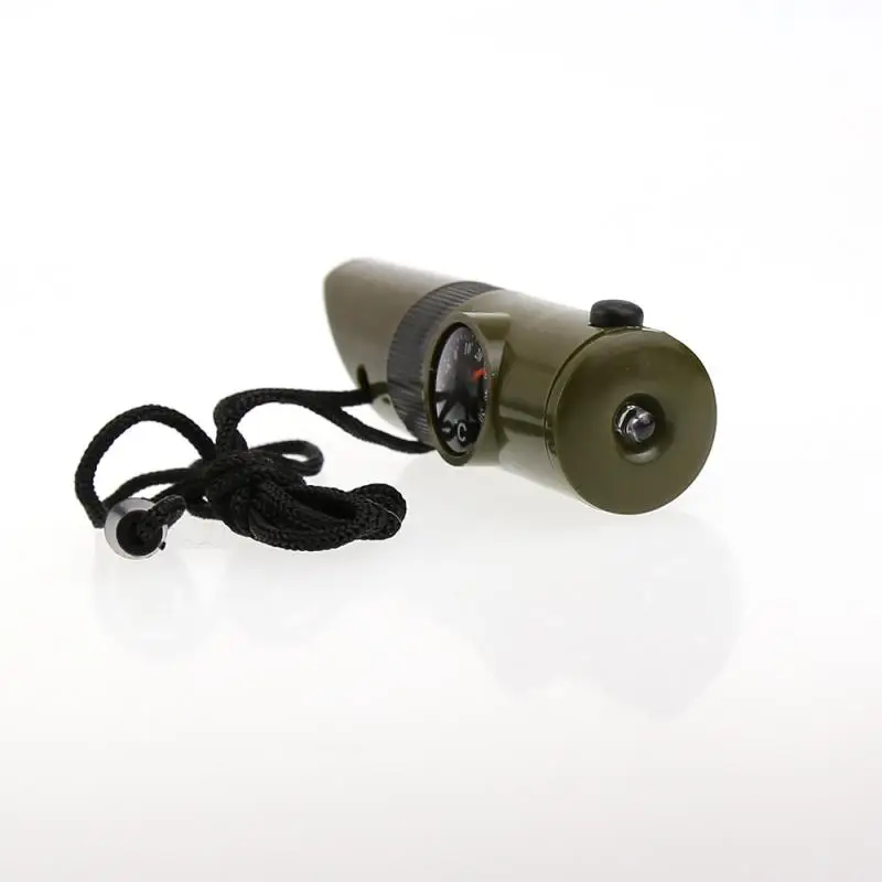 Multi-Functional Whistle กลางแจ้งเดินป่าตั้งแคมป์ปีนเขา Survival อุปกรณ์แบบพกพา7In1นกหวีดเข็มทิศไฟฉาย Led