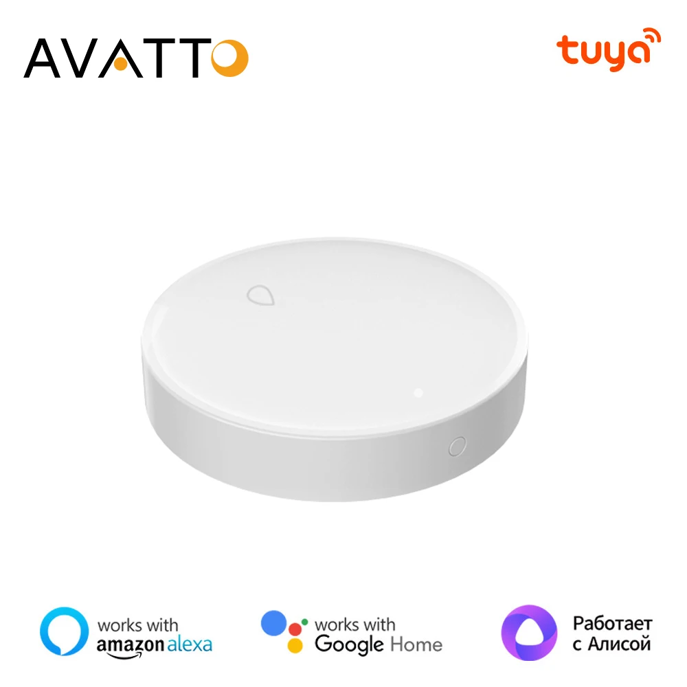 AVATTO Tuya Zigbee Smart Water Leak Detector，APP Notification Alerts Overflow Security Alarm System For Alexa, Google Home