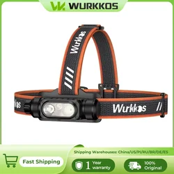Wurkkos HD16 Headlamp, 2500 lumens, red/white dual-color light and auto-dimming function, 18650 outdoor waterproof flashlight