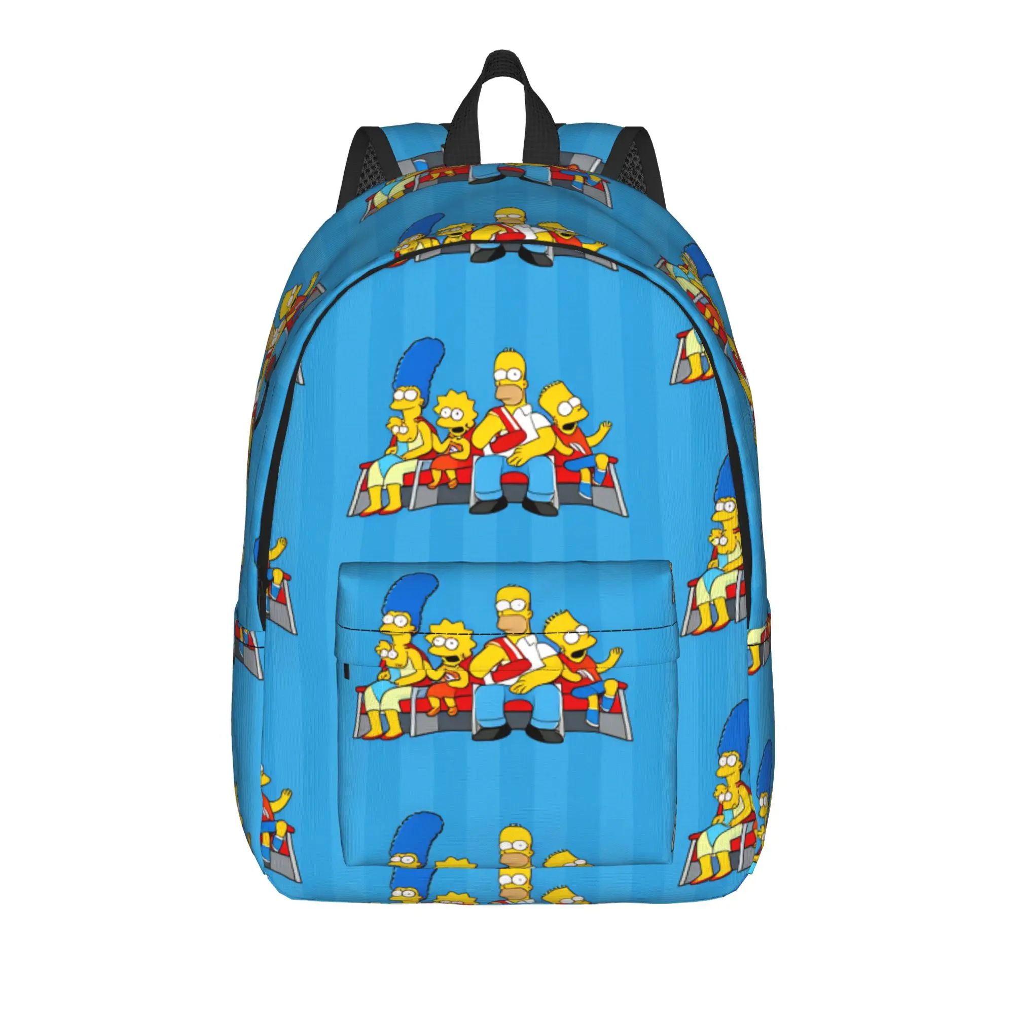 Funny S-Simpsons Movie Night Repeat Pattern Backpack  Travel Backpacks Student Cute High School Bags High Quality Large Rucksack