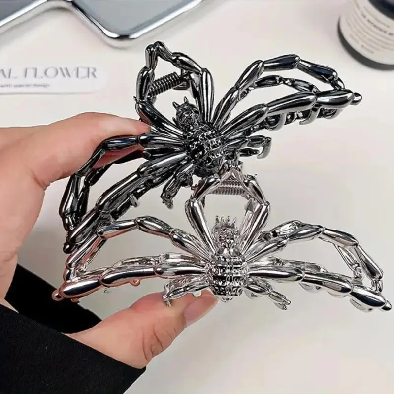 Spinnen-Haarspange Gotische Metall-Haarklammer Gold/Silber Große Starke Haarklammer Haaraccessoire für Damen Partys