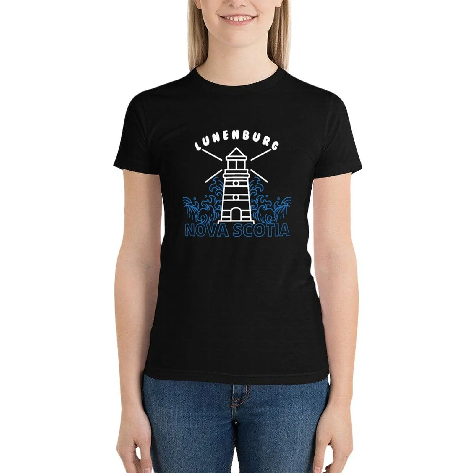 Lunenburg, Nova Scotia Lighthouse T-Shirt summer tops female cute clothes Womens graphic t shirts