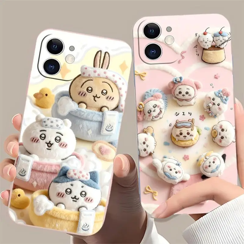 Cartoon Kawaii New Suitable for Apple Mobile Phone Case Dissipate Heat Ultrathin All-inclusive Fall Resistance Antiwear Chiikawa