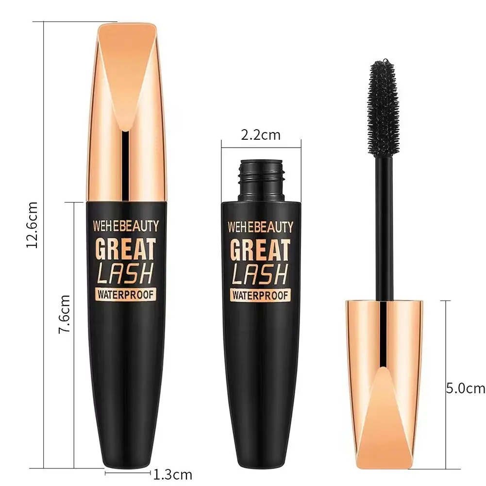 4D Silk Fiber Lash Mascara, 2 em 1, impermeável, alongamento cosméticos, Eye Curling, grosso, maquiagem dos olhos