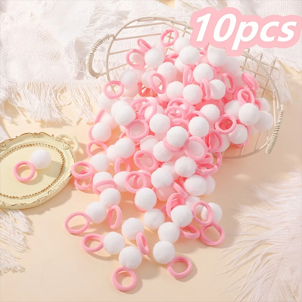 10pcs Kids Elastic Hair Bands Girls Plush Ball Rubber Band For Children Sweets Scrunchie Hair Ties Clip Baby Hair Accessories