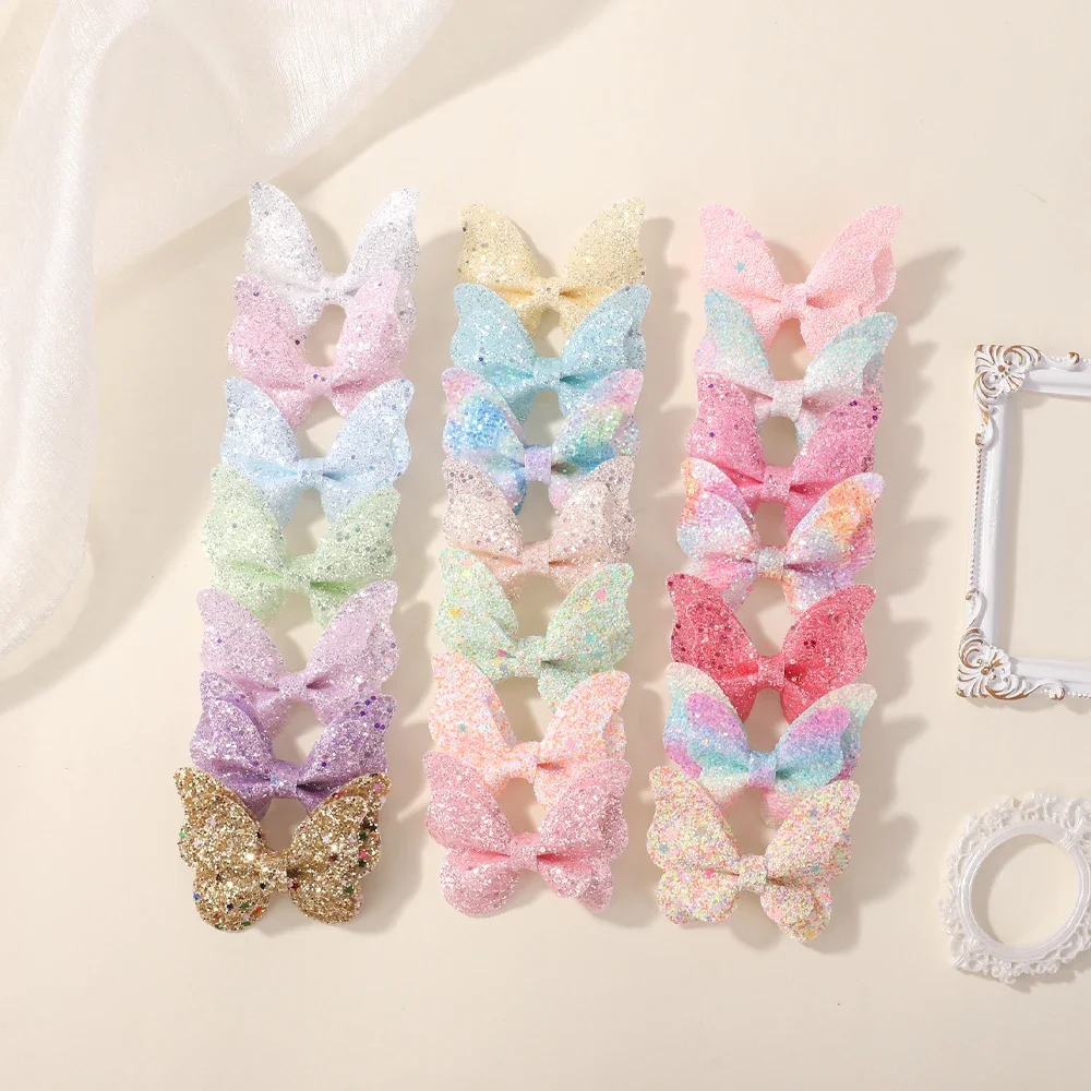 

20Pcs/Set Shiny Glitter Butterfly Hair Clips Cute 2.7'' Hairpins Headwear for Women Girls Kids Toddler Hair Accessories