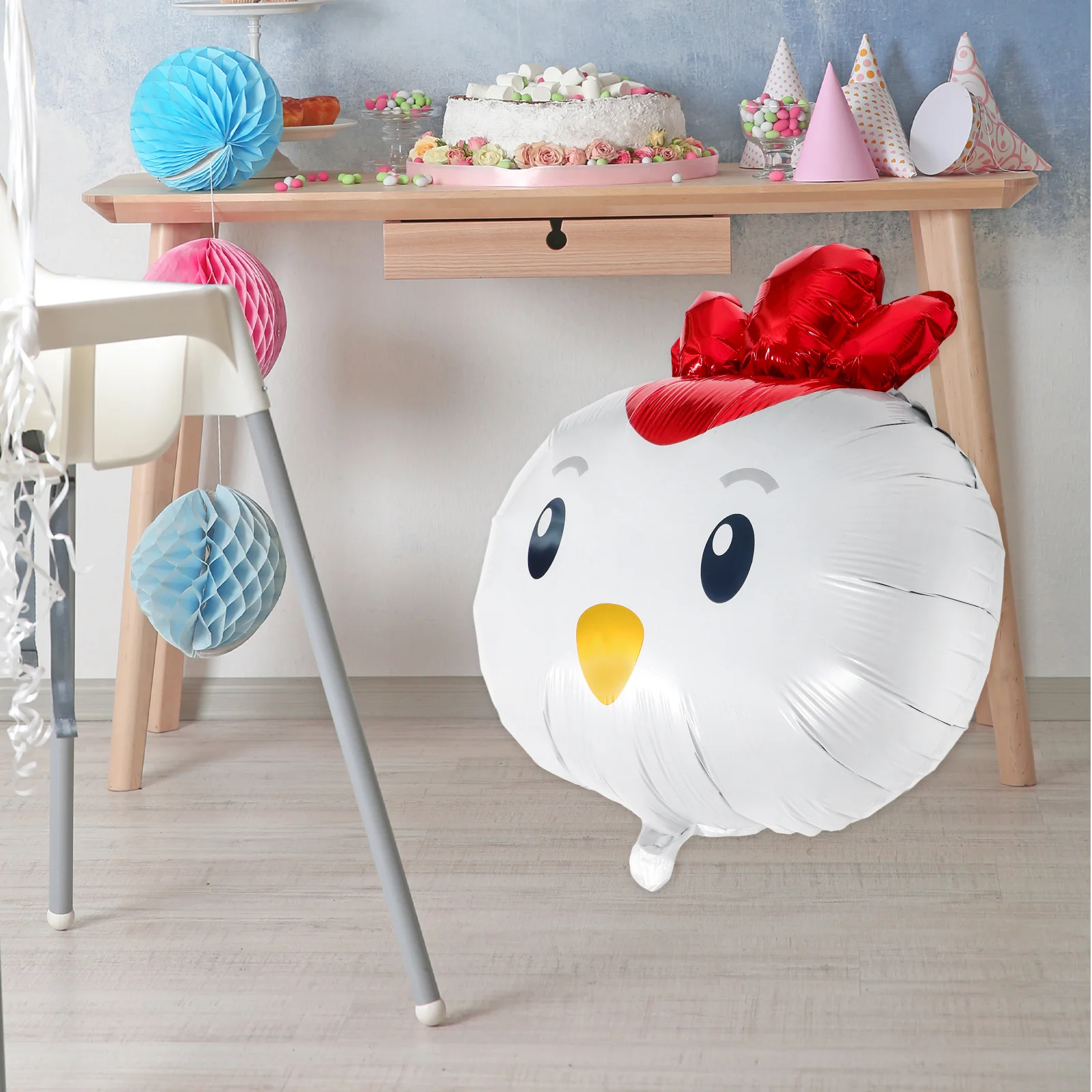 

5Pcs Chicken Balloons Adorable Farm Animal Birthday Party Decorations Baby Shower Supplies Inflatable Aluminum Foil