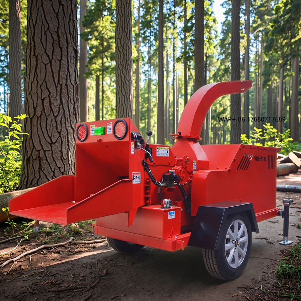 Heavy Duty Wood Chipper Machine Auto Feed Powerful Garden Shredder Portable Drum Type Professional Forestry
