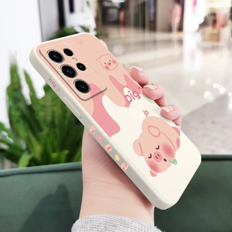 A Drooling Pig Phone Case For Samsung Galaxy S24 S23 S22 S21 S20 S10 S10E Ultra Plus FE Note 20 Ultra 10 Plus Cover