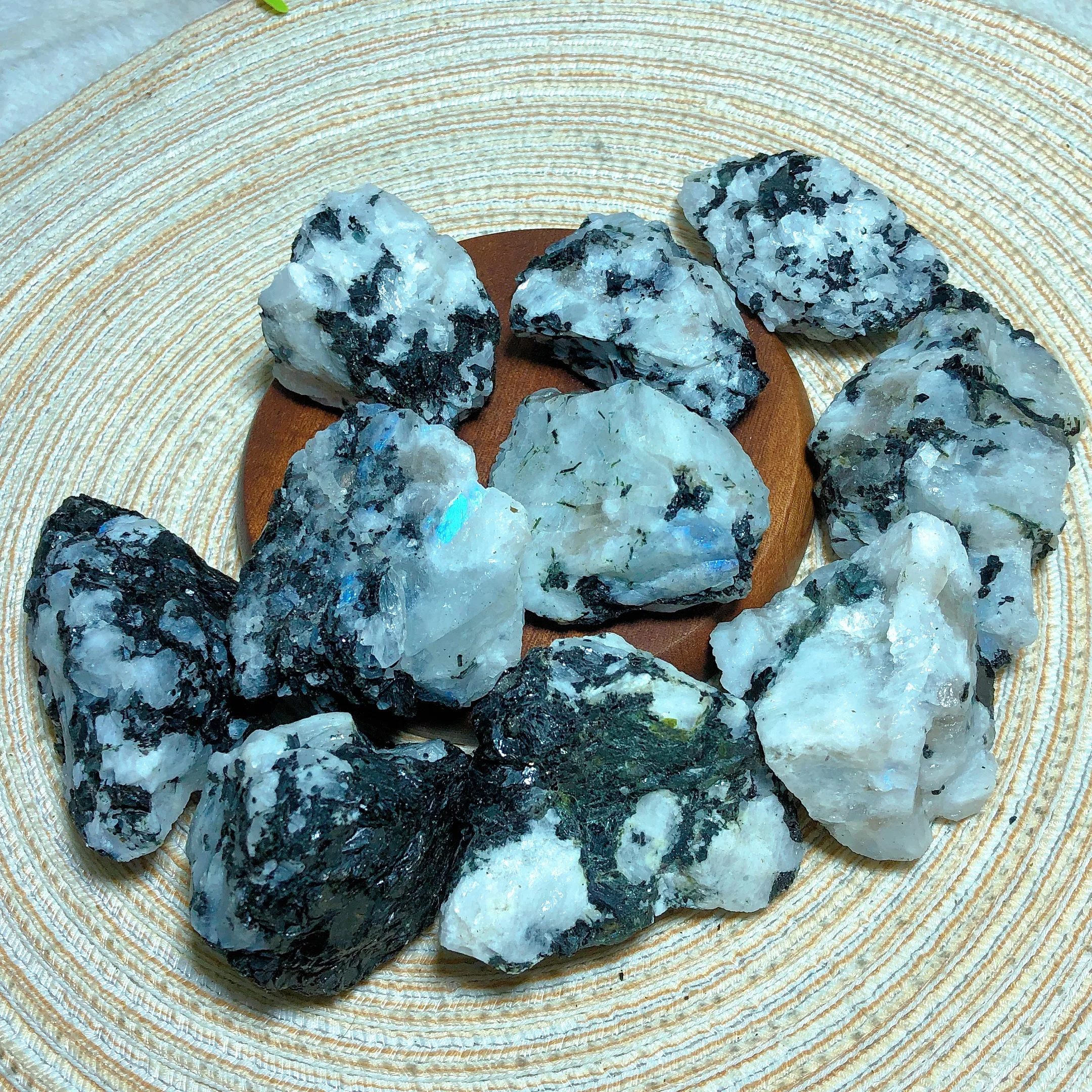 Natural Crystal White Moonstone Raw Stone Mineral Energy Healing Specimen Home Decorations Gift
