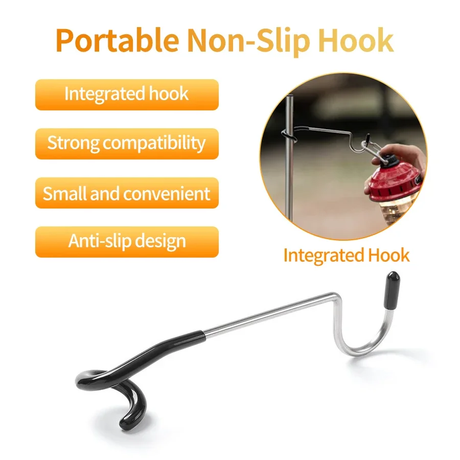 Outdoor Camping Light Pole Hooks Stainless Steel Multi-functional Hooks Camping Equipment Pig Tail Style S-Type Holder Hanger