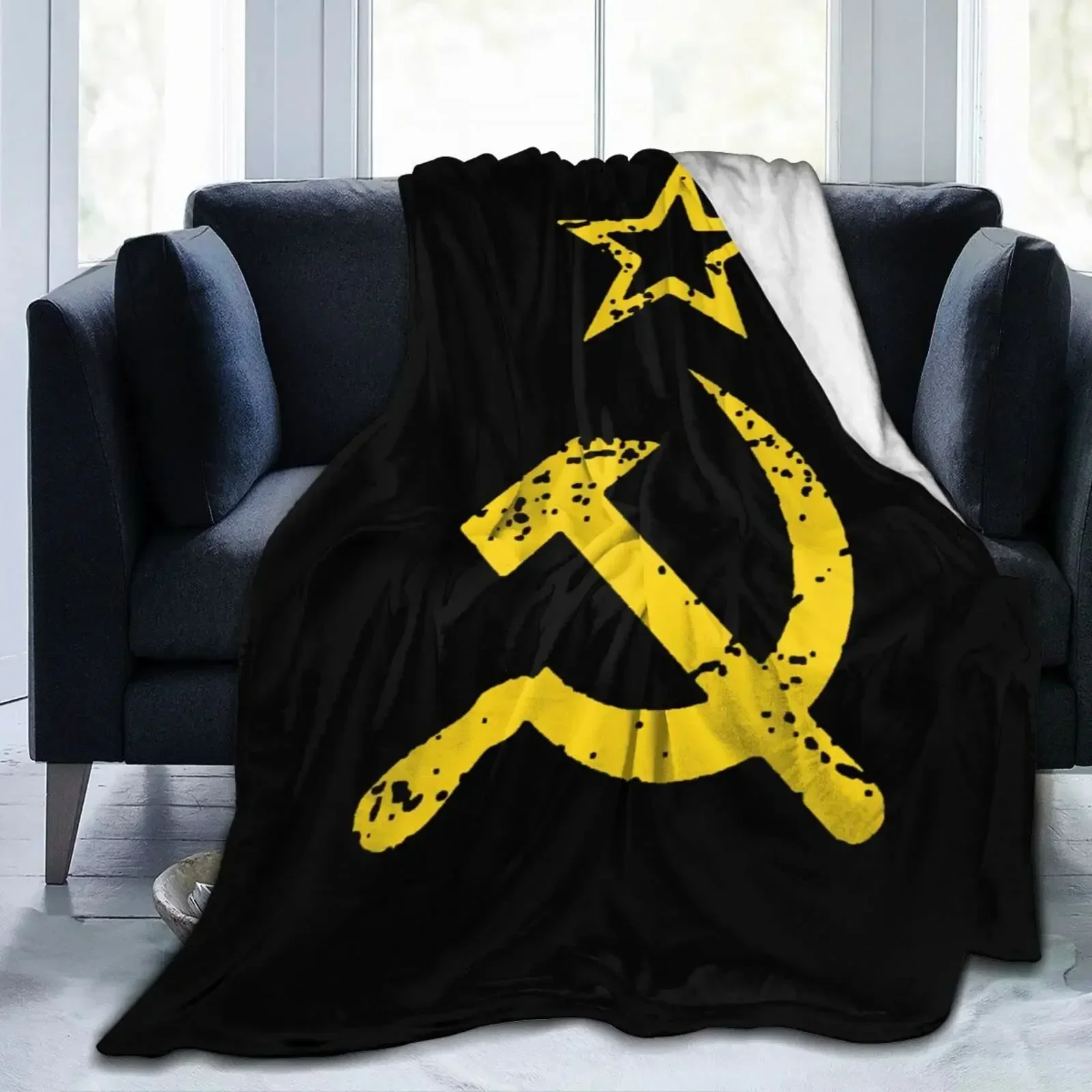 2026 USSR Hammer And Sickle CCCP Russian Soviet Flag Blanket Cover Plush Throw Blanket Bedroom Sofa Portable Soft Warm Bedspread