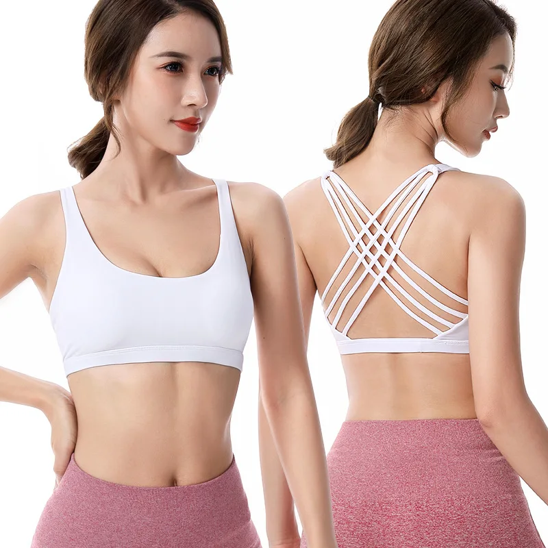 Yoga Sports Underwear Cross Beautiful Back Gather No Steel Ring Bra Yoga Running Vest Large Size Sports Underwear