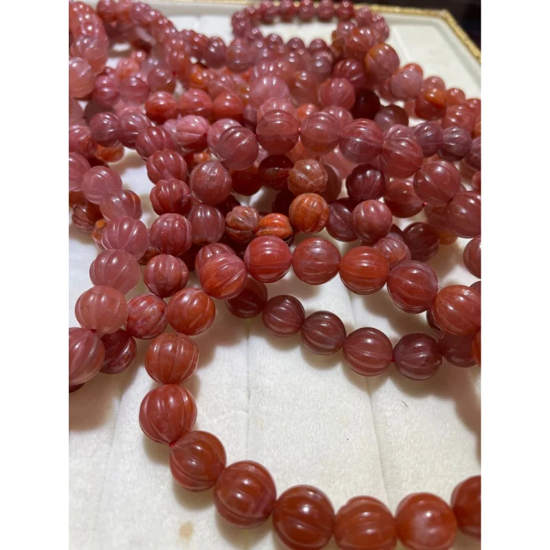 Factory Direct Sales South Red Baoshan Material Nanhong Bracelet Agate Pumpkin Beads