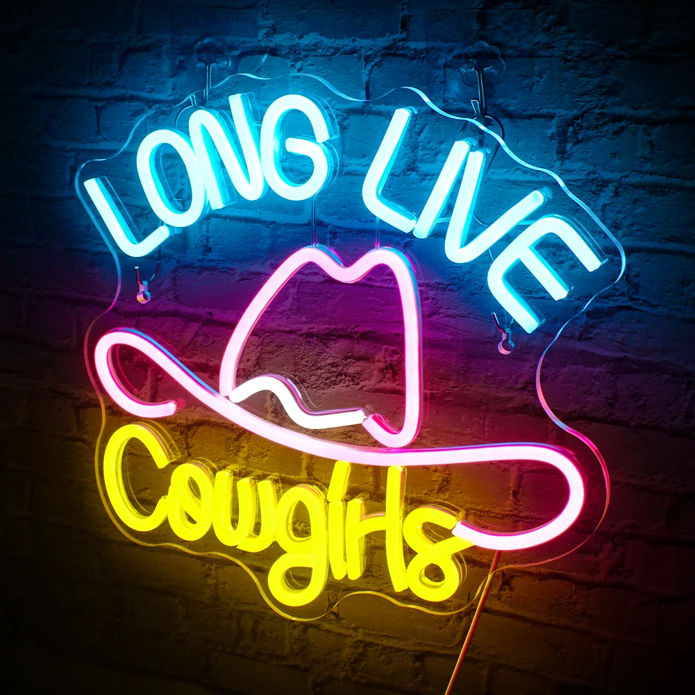 Long Live Cowgirls Neon Sign Led Colorful Neon Led Colorful Wall Decor for Bedroom Game Room Living Room Beer Bar Western Neon