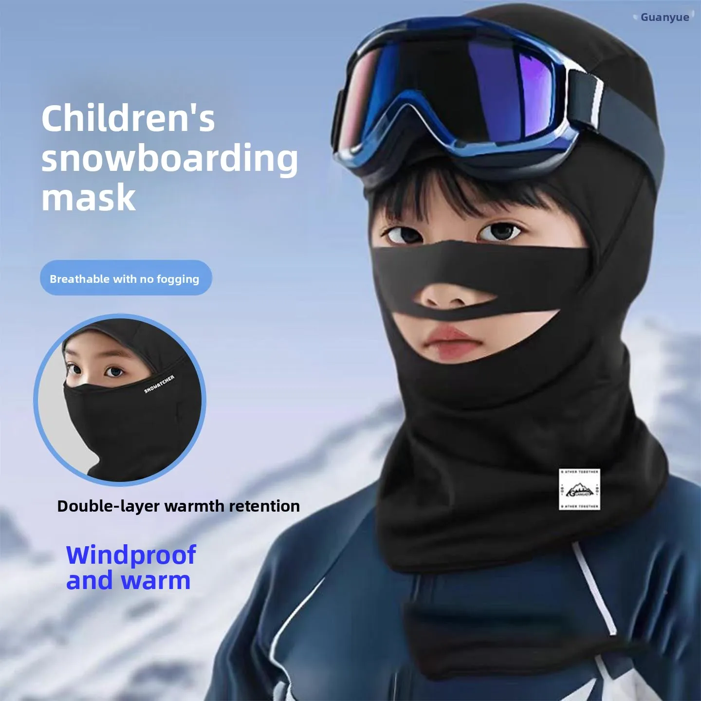 

Флисовая маска для лица для детей, для катания на лыжах, велоспорта, уличная, противотуманная, ветрозащитная, морозостойкая, с защитой шеи и головы