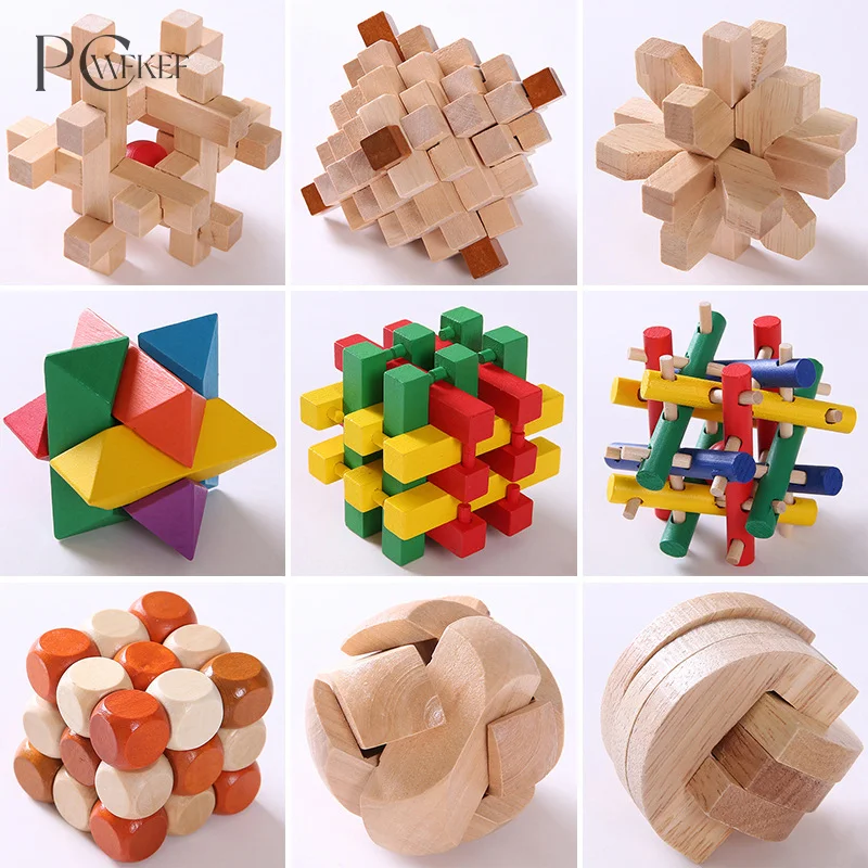 

Wooden Kong Ming Lock Lu Ban Lock IQ Brain Teaser Educational Toy Montessori 3D Puzzles Game Unlock Toys For Adult Children