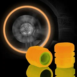 Orange Luminous Tire Valve Cap Car Motorcycle Bike  Universal Night Glowing Caps Dustproof Cover Automobile Accessories