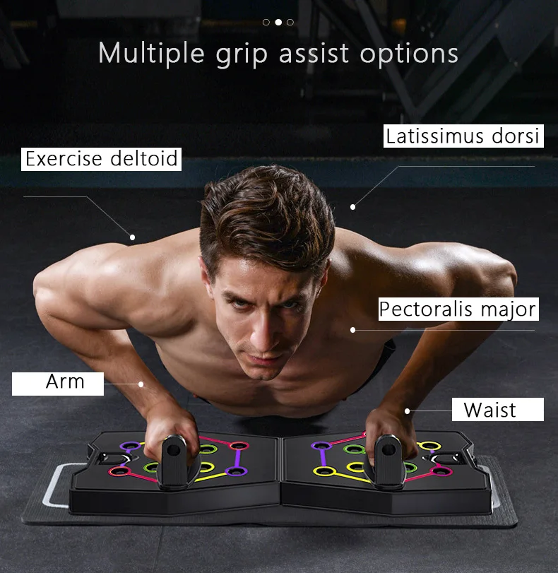 Home Fitness Push-up Board Multi-functional Ab Training Wheel Chest Muscle Board System with Tention Rope